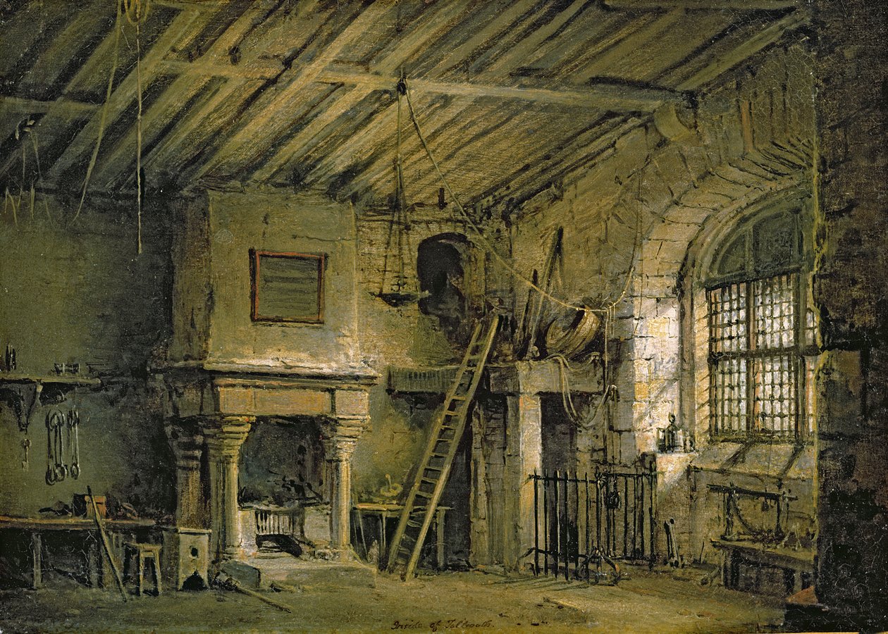 A Tolbooth, a „The Heart of Midlothian” színpadi terve, 1819 körül (olaj, vászon) alkotó: Alexander Nasmyth