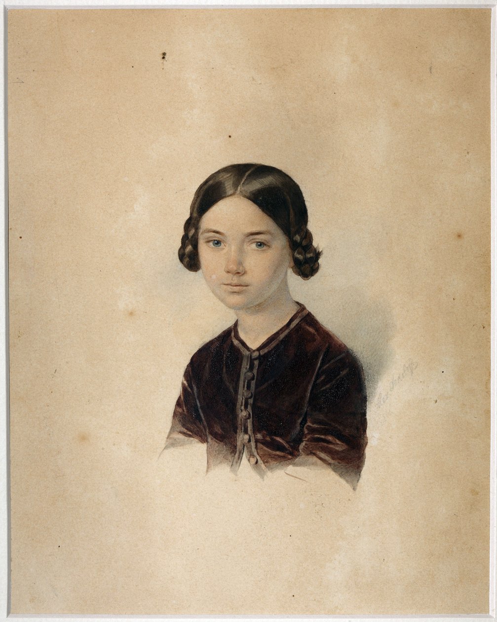 Sofia Alexandrovna Briullowa (1848-1901) par Sokolov, Alekszandr Petrovics (1830-1911) portréja. Akvarell, karton, 1850-es évek vége – 1860-as évek eleje, State Museum of A.S. Puskin, Moszkva alkotó: Alexander Petrovich Sokolov