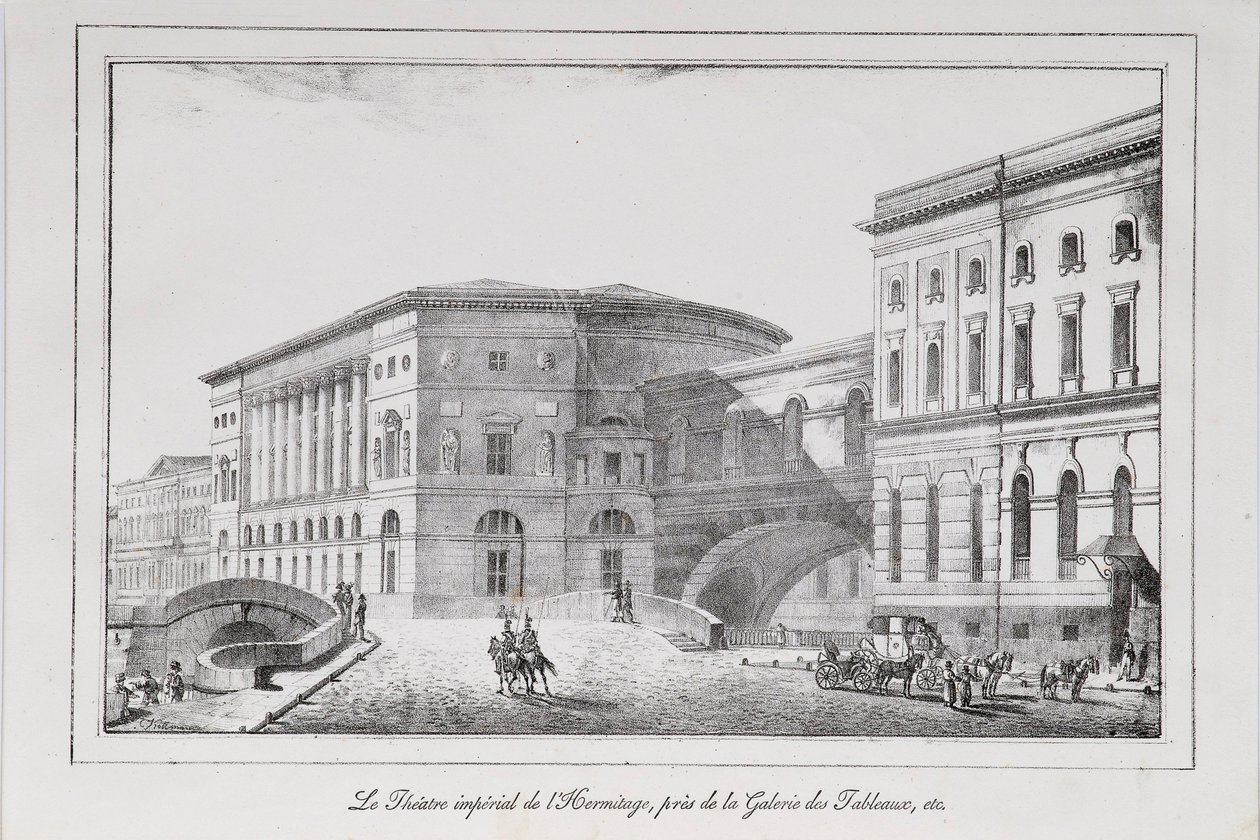 A szentpétervári Ermitázs Színház sorozat Szentpétervári kilátások, 1820-as évek alkotó: Alexander Pluchart