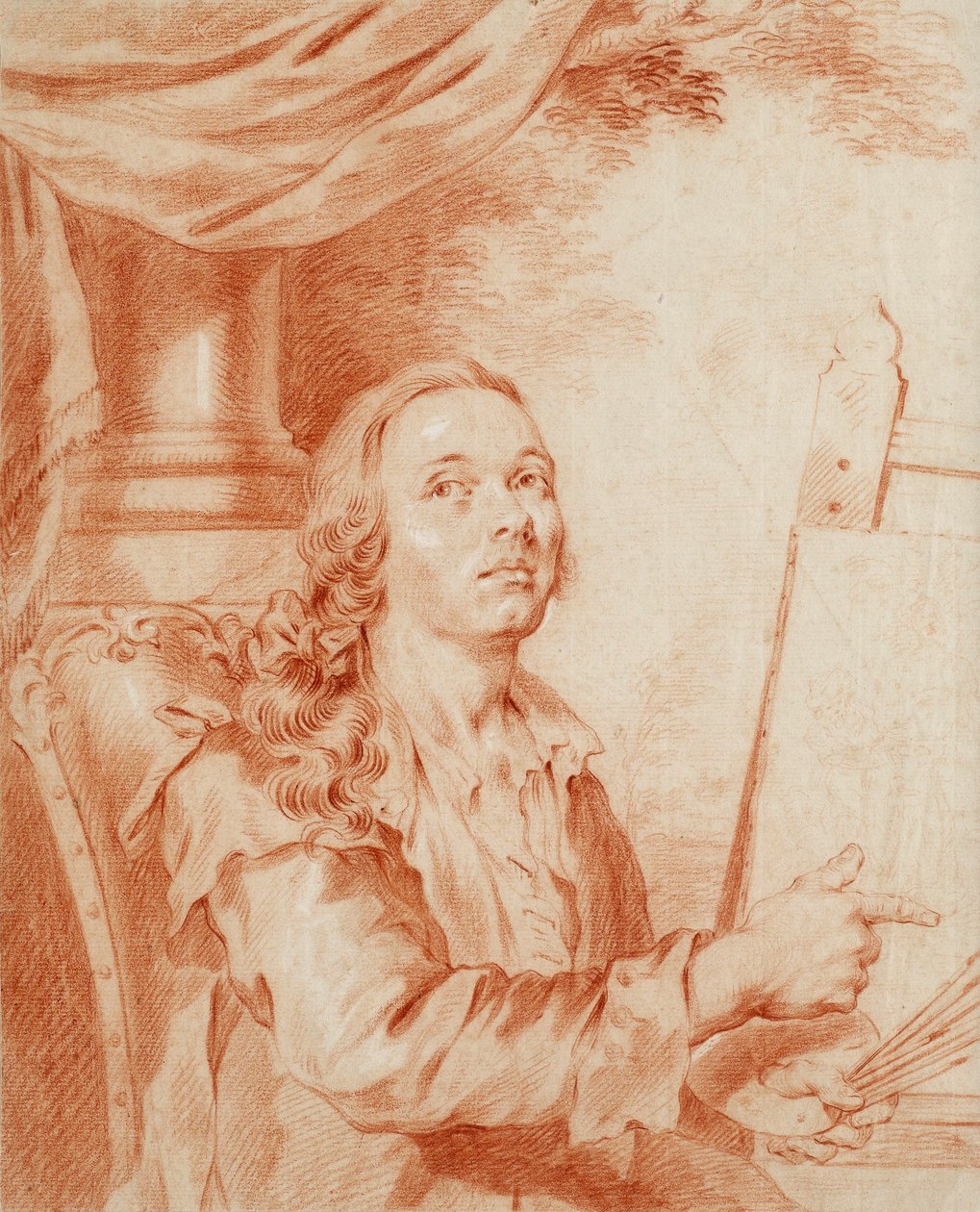 Önarckép – Alexander (Alexandre) Roslin (1718-1793), szangvinikus munkája papíron alkotó: Alexander Roslin