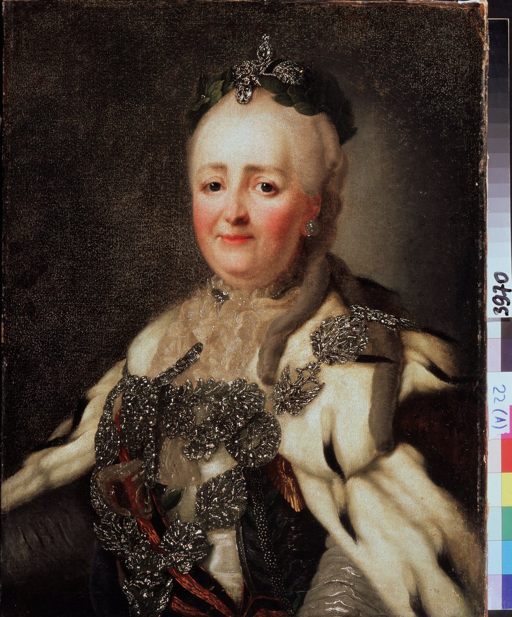 "II. Katalin (II. katerina) (1729-1796), Oroszország császárné portréja" Alexandre Roslin (1718-1795) festménye. Állami Regionális I. Pozhalostin Művészeti Múzeum, Ryasan. alkotó: Alexander Roslin