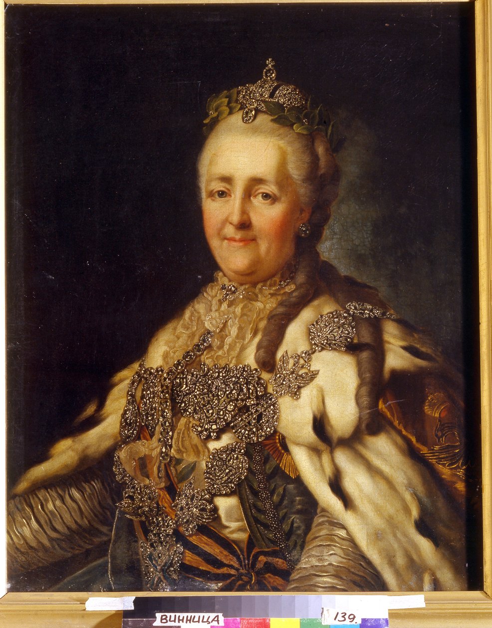 II. Katalin császárné (1729-1796) portréja. Alexandre Roslin (1718-1793) festménye, olaj, vászon. 18. századi svéd művészet, klasszicizmus. Regionális Művészeti Múzeum, Vinnica (Ukrajna). alkotó: Alexander Roslin