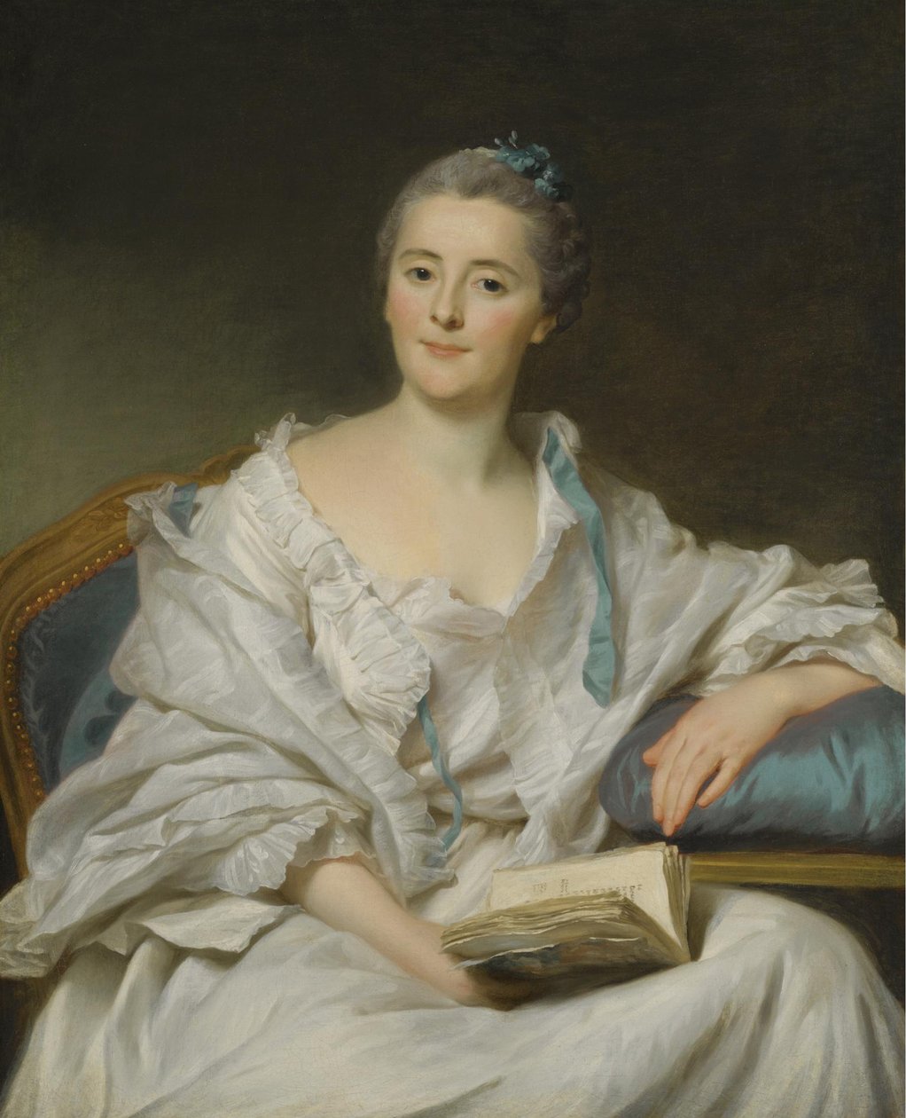Marie-Françoise Julie Constance Filleul, de Marigny marquise portréja egy könyvvel alkotó: Alexander Roslin