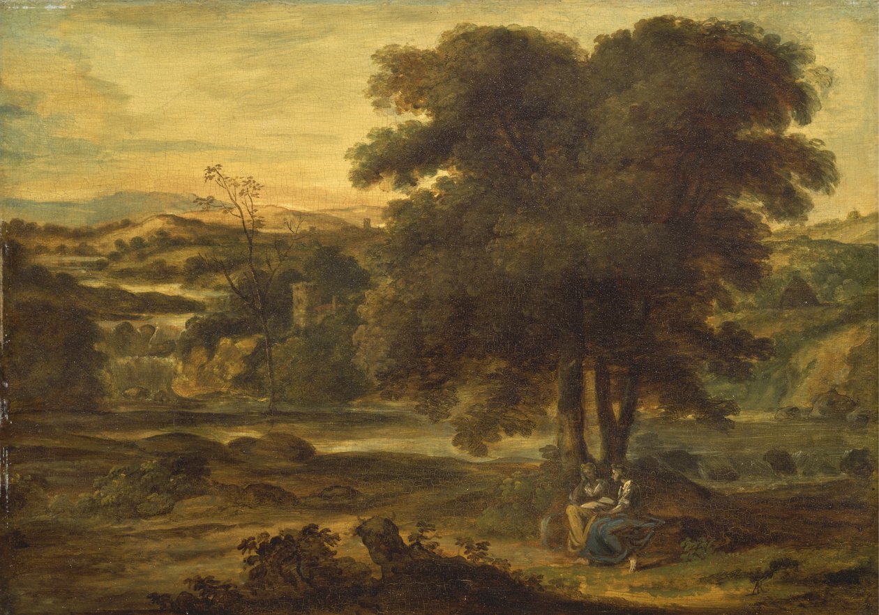 Klasszikus táj, 1767-71 körül (olaj, tábla) alkotó: Alexander Runciman