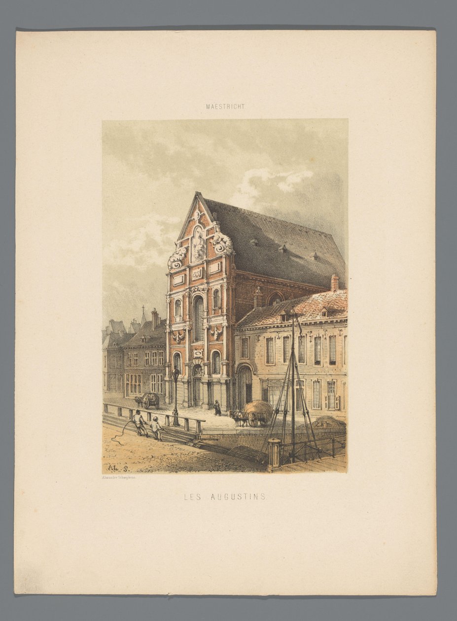 Ágoston-templom Maastrichtban Les Augustins (cím a tárgyon) Monuments de Maastricht (sorozat címe) alkotó: Alexander Schaepkens