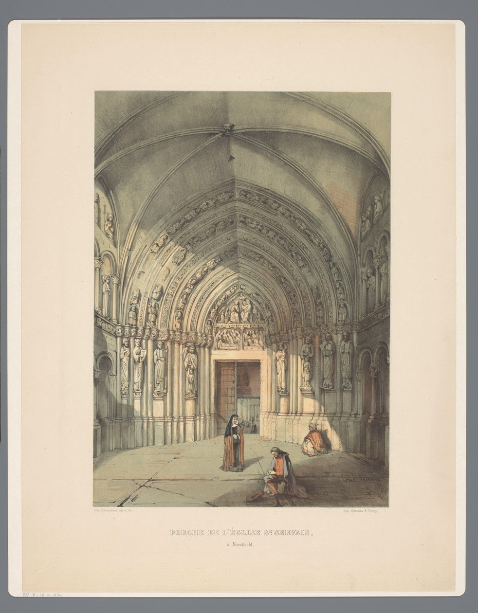 Bergportaal van Sint-Servaasbasiliek te Maastricht A maestrichti St Servais templom tornáca (cím a tárgyon) Ősi építészeti emlékművek a 11. századtól a tizenharmadik századig Limburgban (sorozat címe) alkotó: Alexander Schaepkens