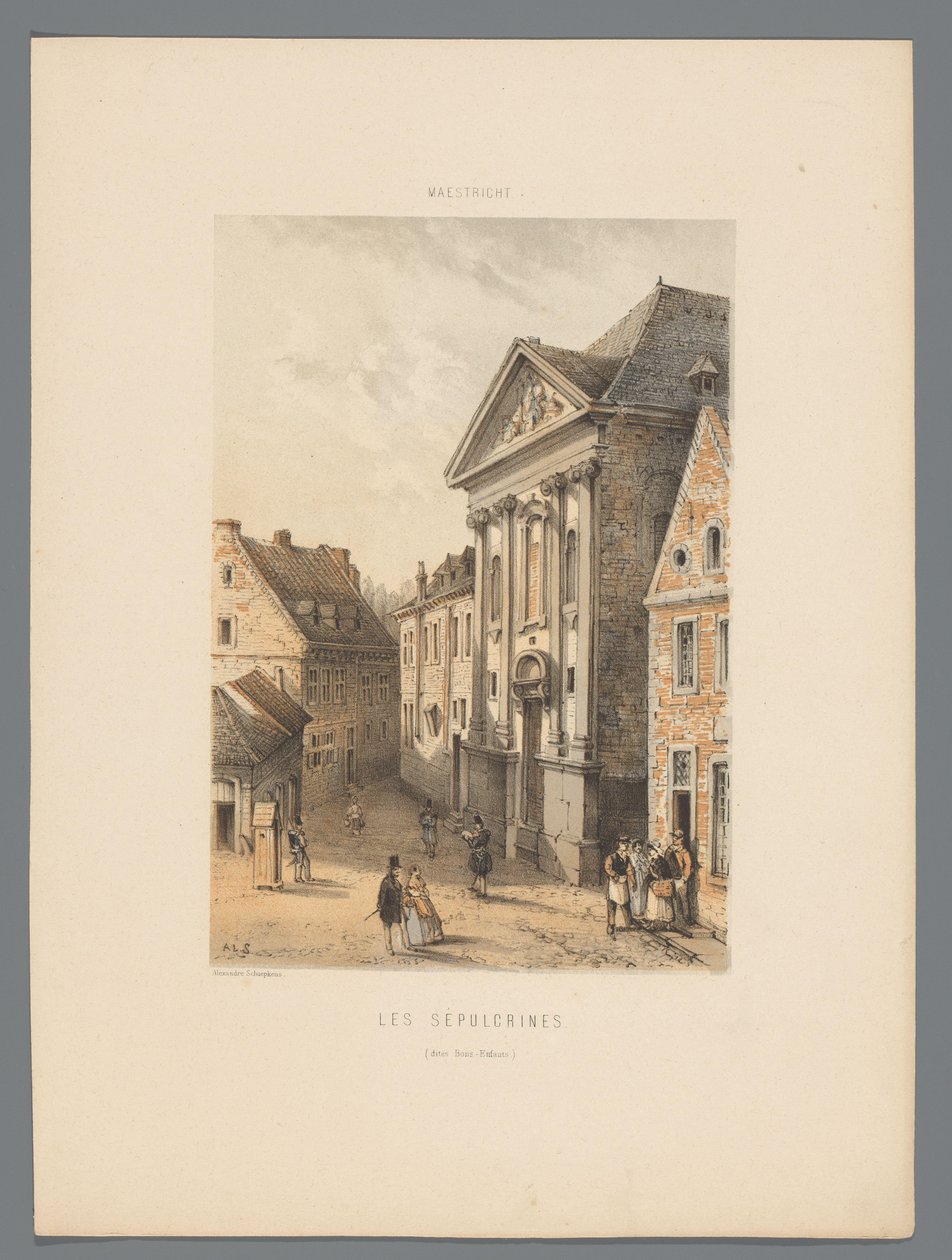 Bonnefantenklooster te Maastricht A sírok (Bons-Enfants néven ismert) (cím a tárgyon) Maastricht emlékművei (sorozat címe) alkotó: Alexander Schaepkens