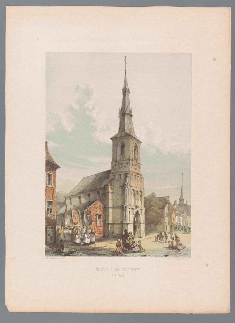 Kilátás a Szent Márton-templomra Sint-Truidenben St. Martin à St. Trond templom (cím a tárgyon) alkotó: Alexander Schaepkens
