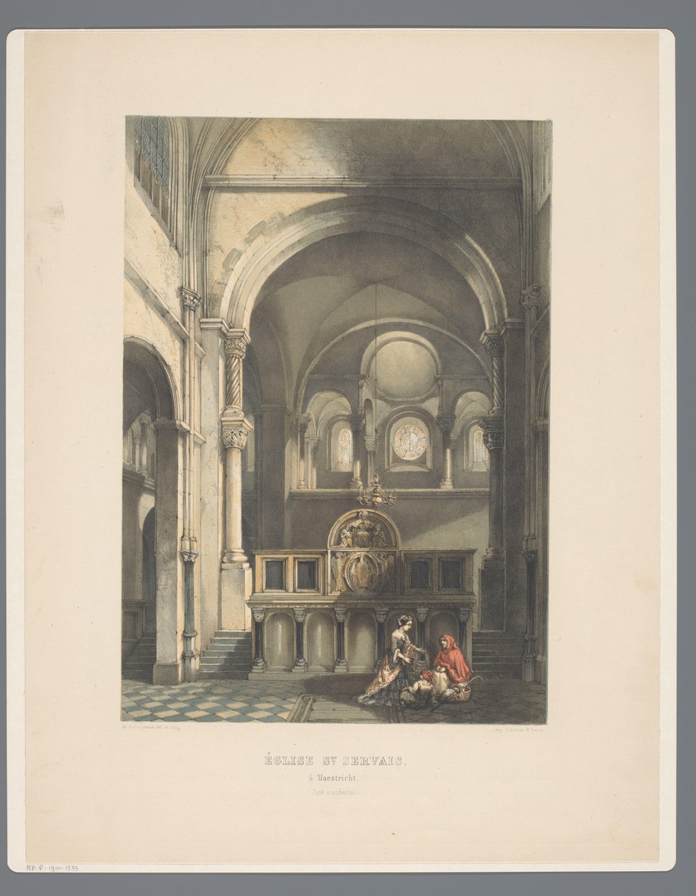 Sint-Servaasbasiliek te Maastricht belseje St Servais templom, Maestrichtban (nyugati oldal) (cím a tárgyon) Ősi építészeti emlékművek a 11. századtól a tizenharmadik századig Limburgban (sorozat címe) alkotó: Alexander Schaepkens