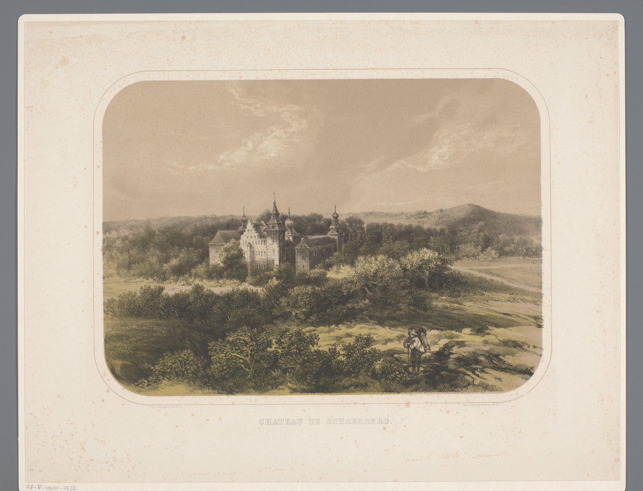 Schaesberg kastély Chateau de Schaesberg (cím a tárgyon) Rolduc et ses environs (sorozat címe) alkotó: Alexander Schaepkens