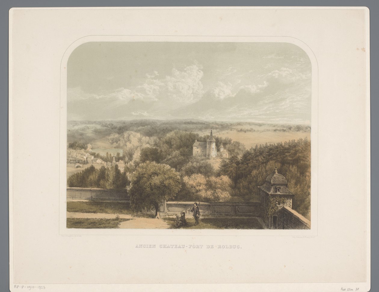 Kastély Rolduc közelében. Apátság Ancien chateau-fort de Rolduc (cím az objektumon) Rolduc et ses environs (sorozat címe) alkotó: Alexander Schaepkens