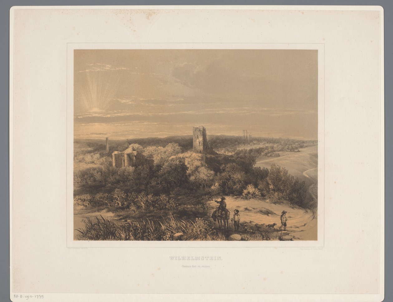 A Wilhelmstein-kastély romjai Wilhelmstein, kastély-erőd és romok (cím az objektumon) Rolduc et ses environs (sorozat címe) alkotó: Alexander Schaepkens