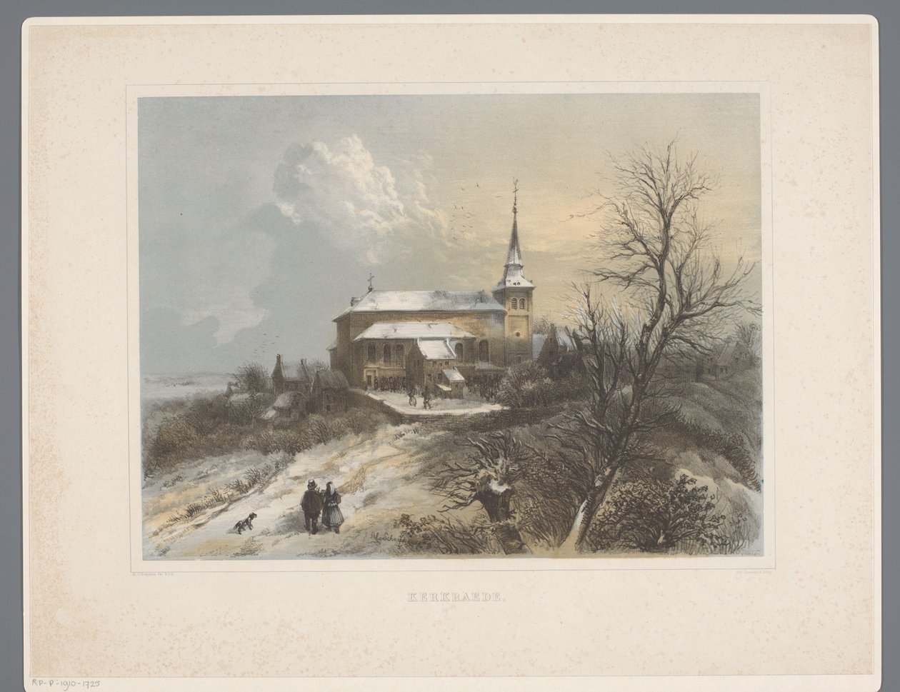 Kerkradei Szent Lambertus templom Kerkrade (cím az objektumon) Rolduc et ses environs (sorozat címe) alkotó: Alexander Schaepkens