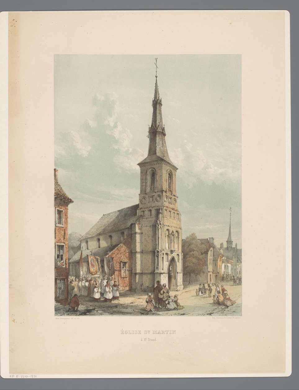 Sint-Maartenkerk és Sint-Truiden Szent Márton templom St Trondban (cím a tárgyon) Ősi építészeti emlékművek a 11. századtól a tizenharmadik századig Limburgban (sorozat címe) alkotó: Alexander Schaepkens