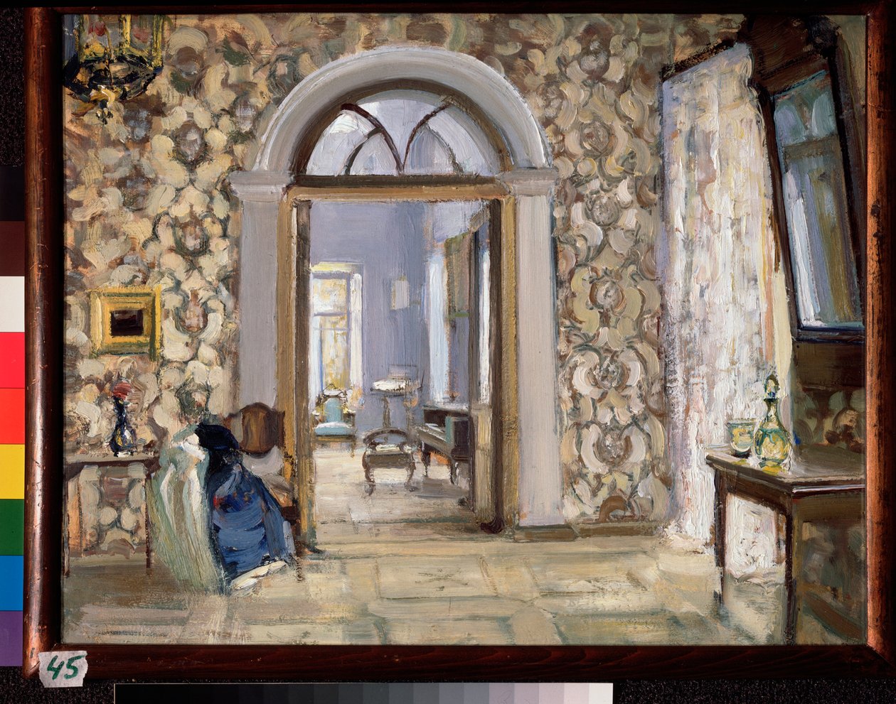 Az Obnyinszkij-kastély fogadószobája Belkino - Alekszandr Valentinovics Sredin (Sredine) (1872-1934) munkája, olaj, karton - orosz művészet, 19. század vége-XX. század eleje, modernizmus - Állam alkotó: Alexander Sredin