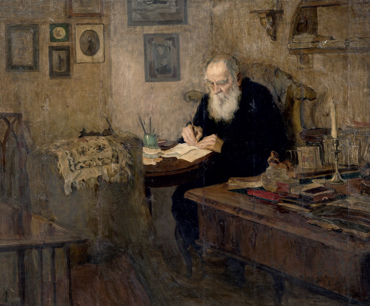 Lev Tolsztoj portréja alkotó: Alexander Viktorovich Moravov