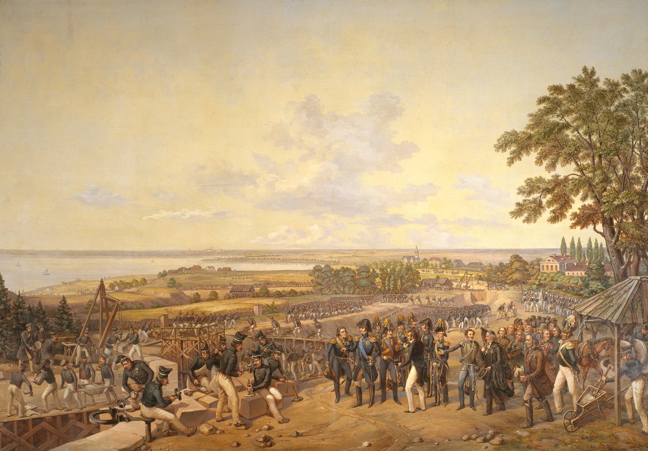 Carl XIV Johan (1763-1844) svéd király meglátogatta a bergi csatornazsilipeket 1819-ben, 1856-ban alkotó: Alexander Wetterling