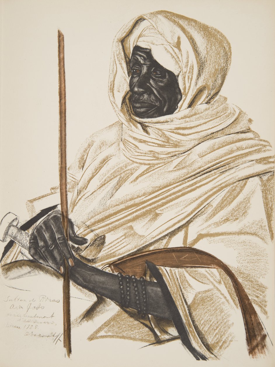 Cél Gabo, Birao szultán, a Drawings and Paintings of Africa-ból, kivégezték a Citroen Center Africa expedíció során, a második Haardt Audouin-Dubreuil küldetésben, kocsmában. Párizs, 1927 alkotó: Alexander Yakovlev