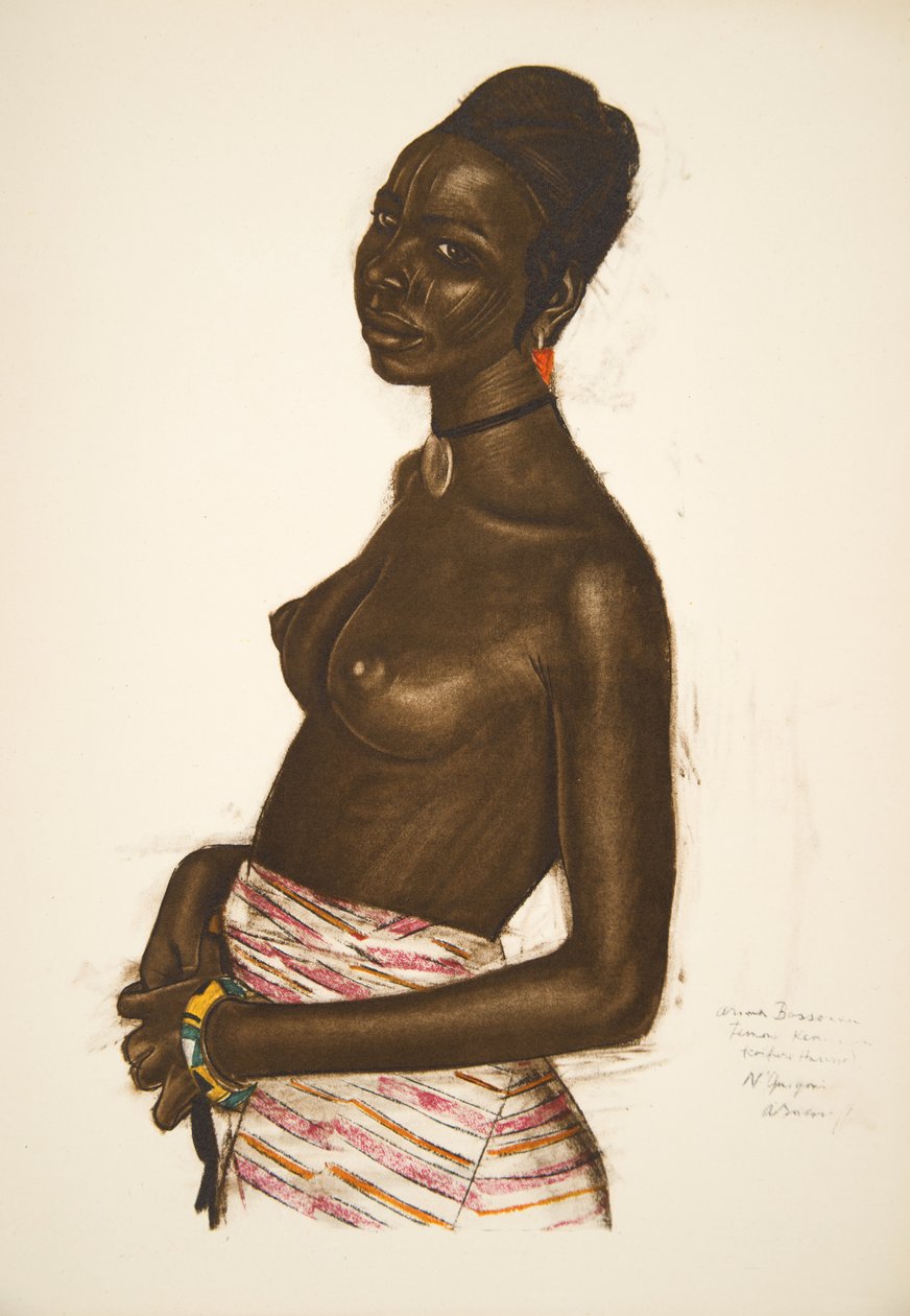 Arima Bossonou. Femme Kanembou (NGuigmi), a Drawings and Paintings of Africa-ból, kivégezték a Citroen Center Africa expedíció során, a második Haardt Audouin-Dubreuil küldetésben, kocsmában. Párizs, 1927 (col alkotó: Alexander Yakovlev