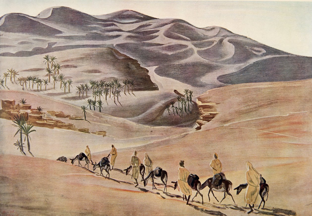 Dunes (Beni-Abbes), a Drawings and Paintings of Africa-ból, a Citroen Center Africa expedíció során kivégezték, a második Haardt Audouin-Dubreuil küldetés, kocsma. Párizs, 1927 alkotó: Alexander Yakovlev