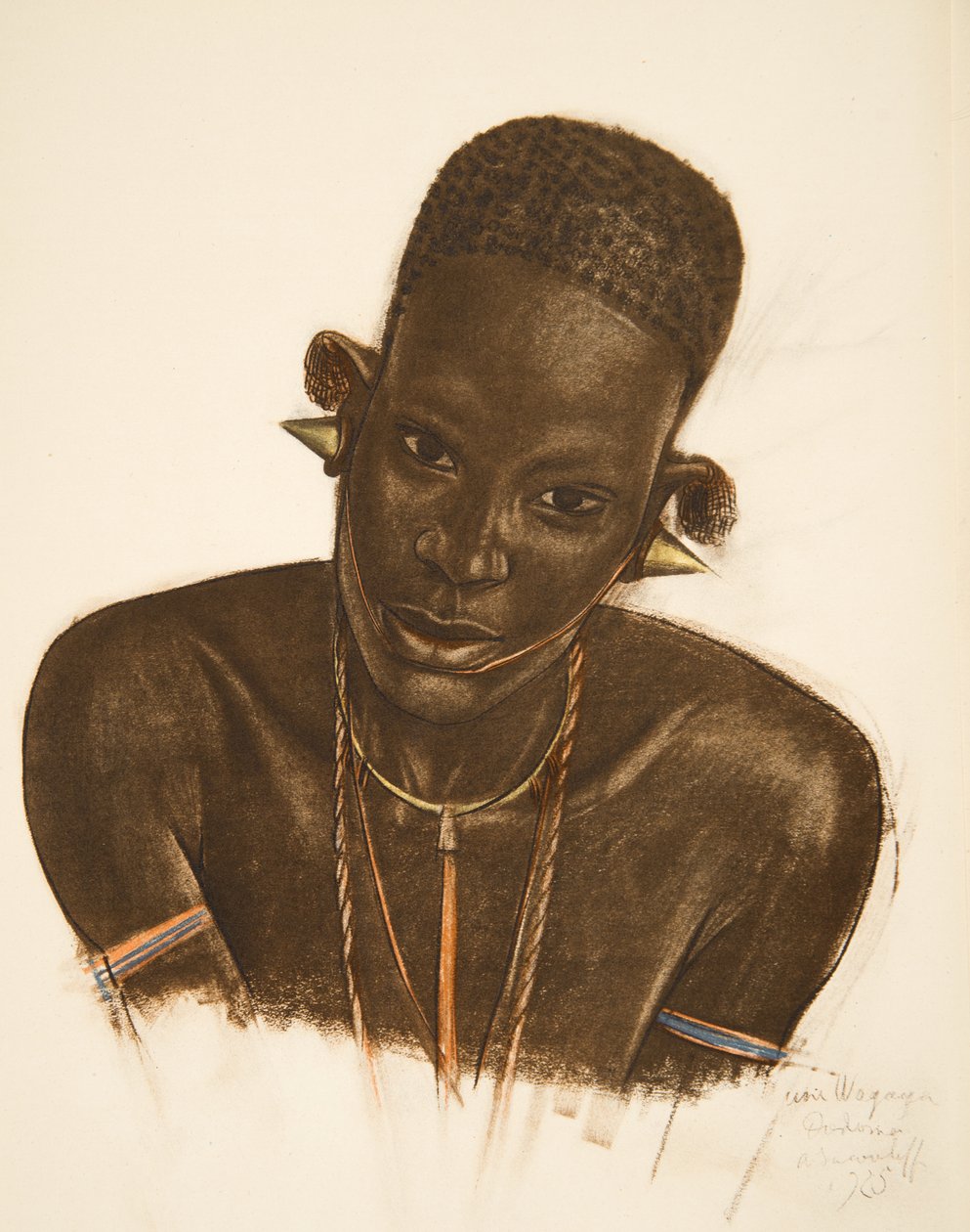 Woman MGogo (Dodoma), a Drawings and Paintings of Africa-ból, kivégezték a Citroen Center Africa expedíció során, a második Haardt Audouin-Dubreuil küldetésben, pub. Párizs, 1927 alkotó: Alexander Yakovlev