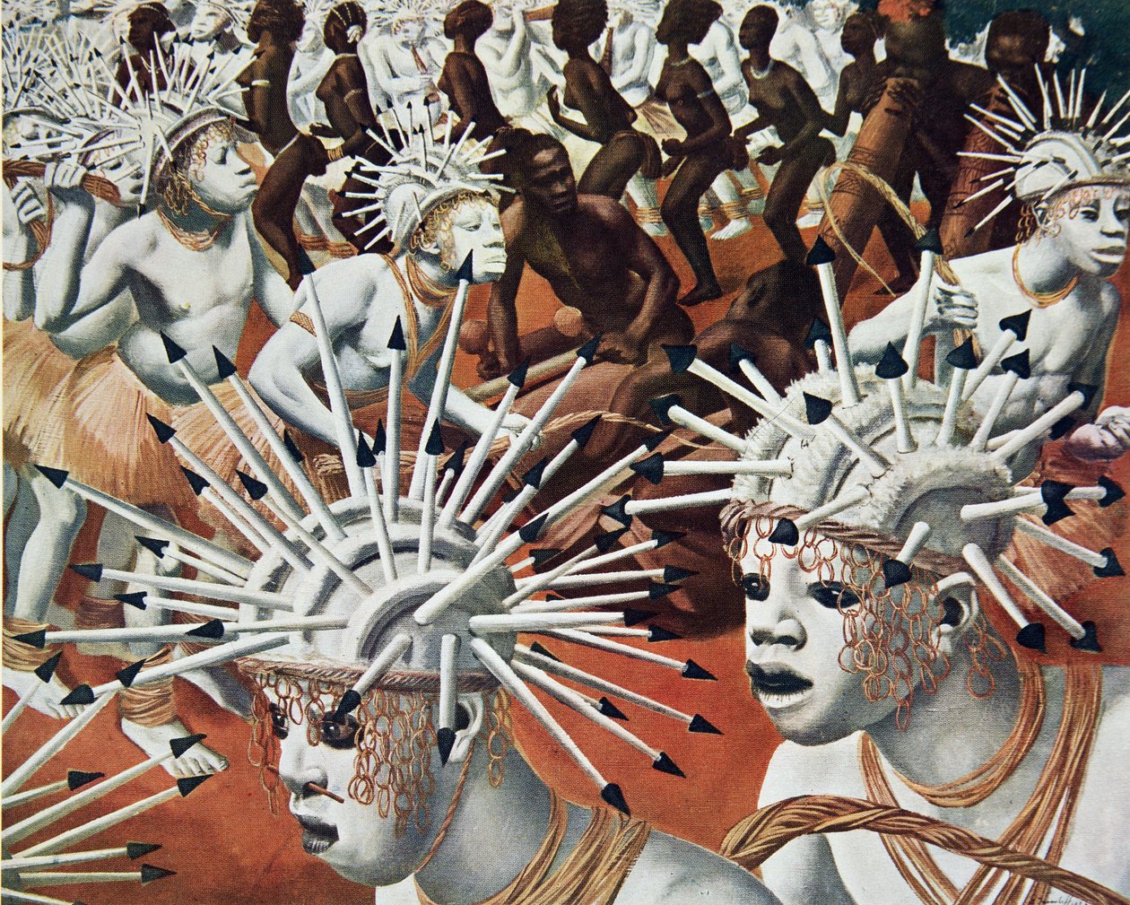 La Ganza (Bambili), az Afrika rajzaiból és festményeiből, a Citroen Center Africa expedíció során kivégezték, a második Haardt Audouin-Dubreuil küldetés, kocsma. Párizs, 1927 alkotó: Alexander Yakovlev