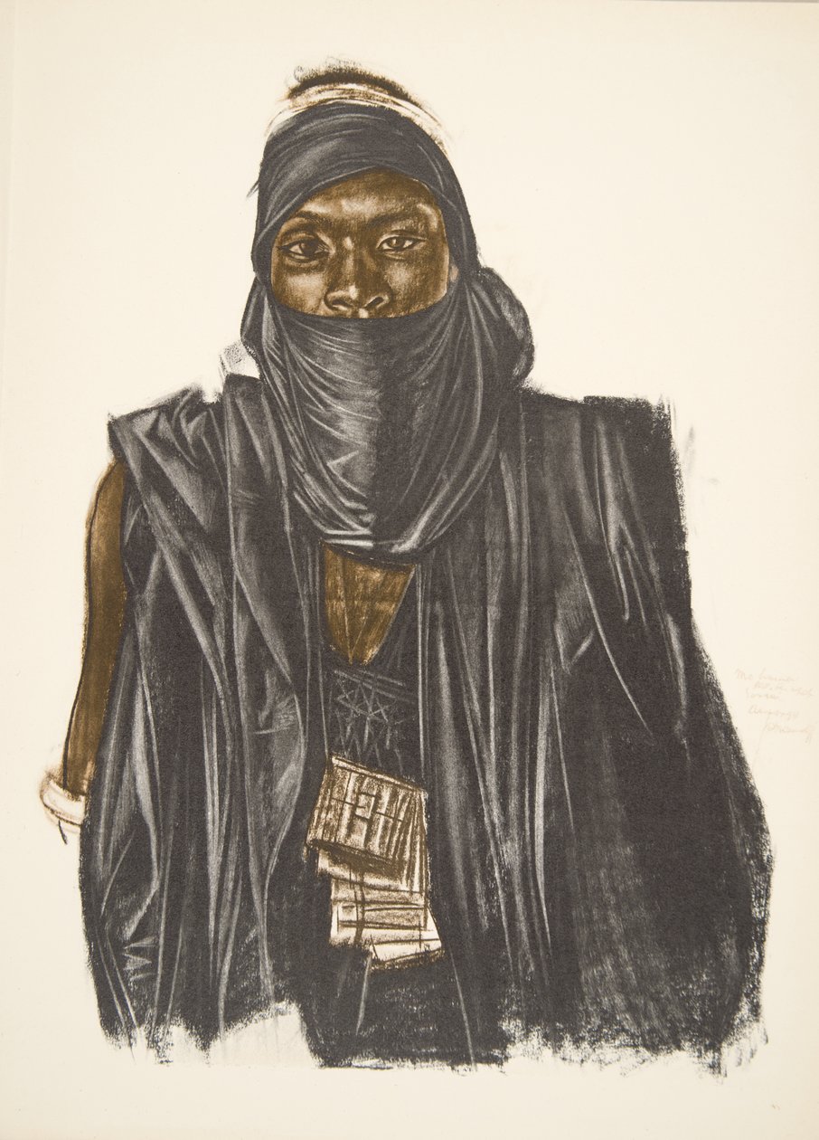 Mahoma, Songhai verseny (Ansongo), a Drawings and Paintings of Africa-ból, kivégezték a Citroen Center Africa expedíció során, a második Haardt Audouin-Dubreuil küldetés, kocsma. Párizs, 1927 alkotó: Alexander Yakovlev
