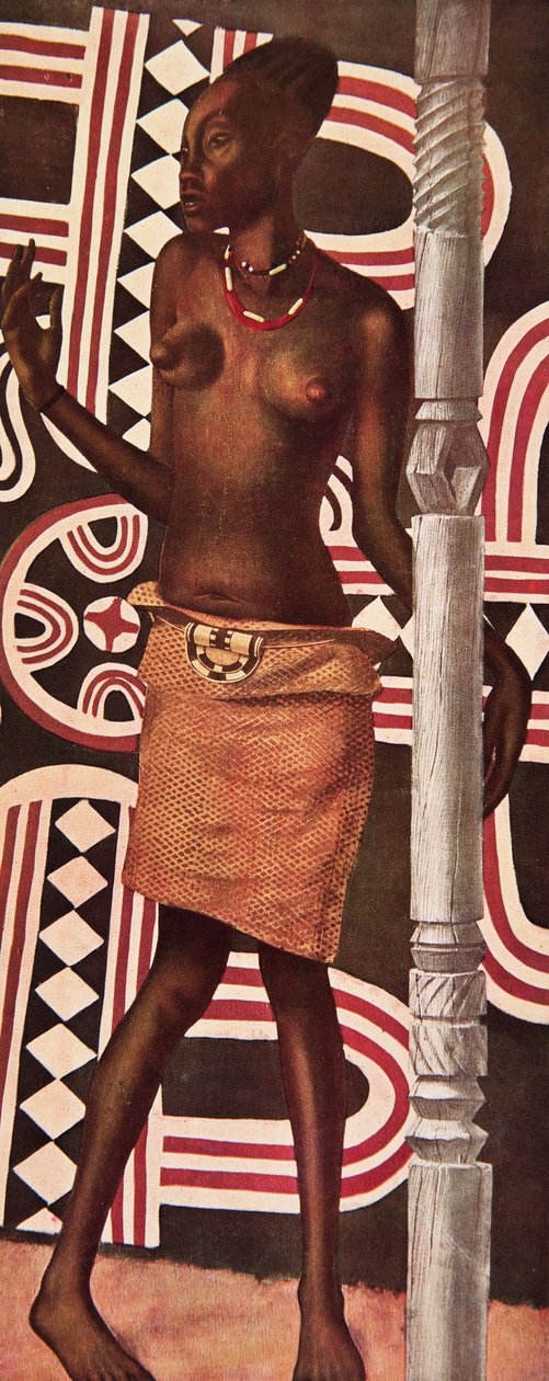 Molende, la Mangbetou, a Drawings and Paintings of Africa-ból, kivégezték a Citroen Center Africa expedíció során, a második Haardt Audouin-Dubreuil küldetés, kocsma. Párizs, 1927 alkotó: Alexander Yakovlev
