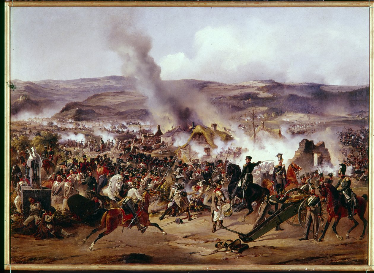 Napóleoni háborúk: a kulmi (jelenlegi Chlumec) csata Csehországban (Csehország) 1813.08.30-án, a francia hadsereg ellen a porosz, osztrák és orosz csapatok koalíciójával a német hadjárat során. Sándor festménye alkotó: Alexander von Kotzebue