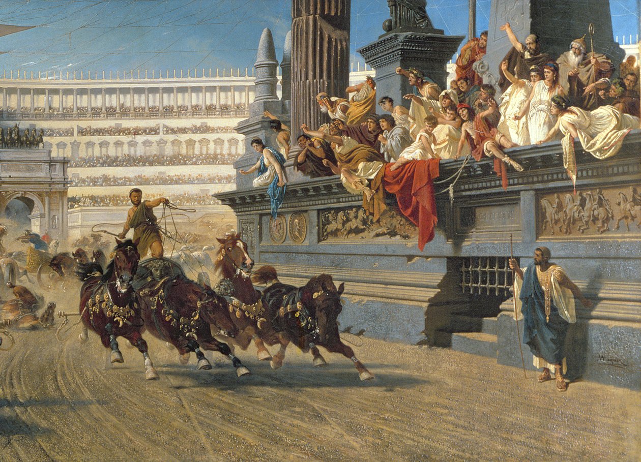 The Chariot Race, 1882 körül (olaj, vászon) (201093 részlet) alkotó: Alexander von Wagner