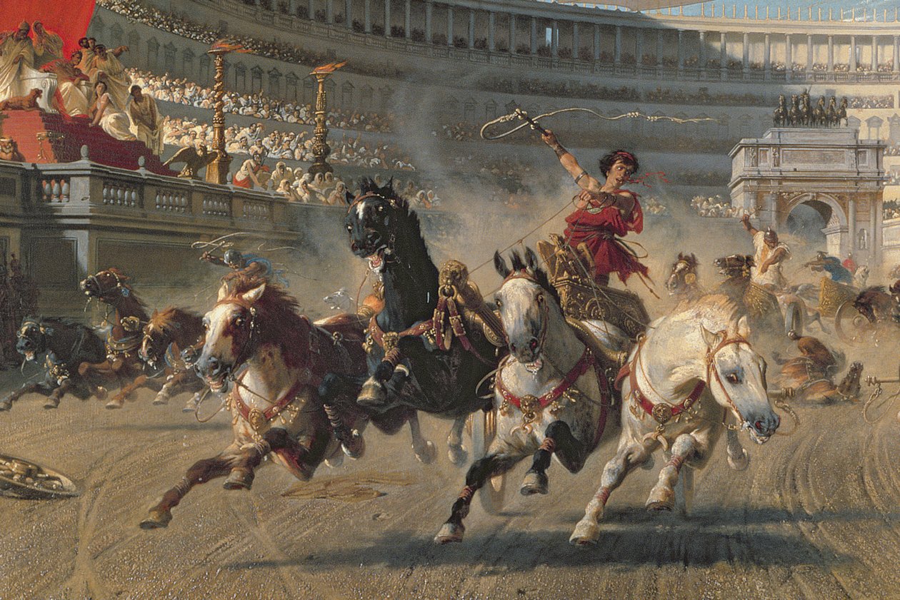 The Chariot Race, 1882 körül (olaj, vászon) (201093 részlet) alkotó: Alexander von Wagner