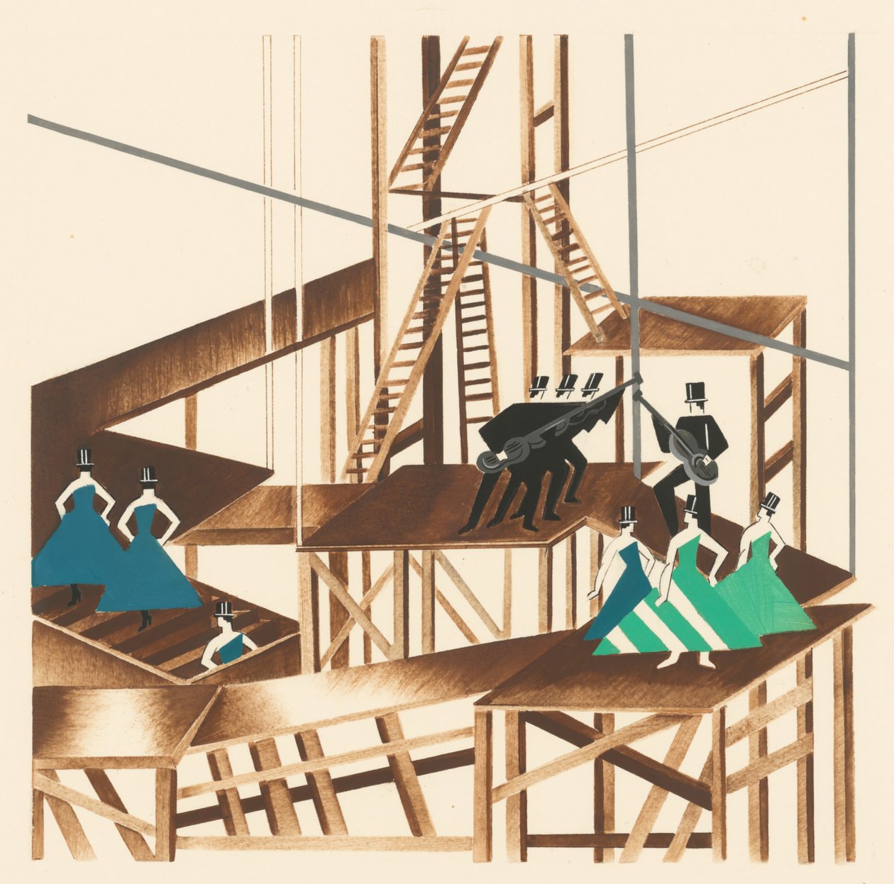 Festői dizájn a Décors de Théâtre portfólióból, 1930. alkotó: Alexandra Alexandrowna Exter