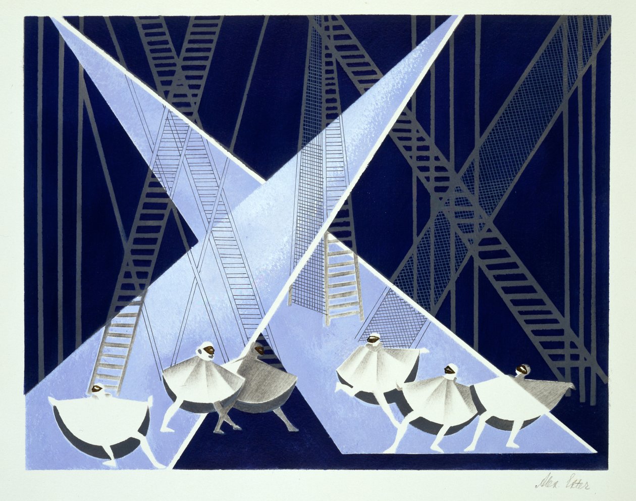 Díszlet egy baletthez, Alexandra Exter „Maquettes de Theatre” című illusztrációja, 1920-as években (litho) alkotó: Alexandra Alexandrowna Exter