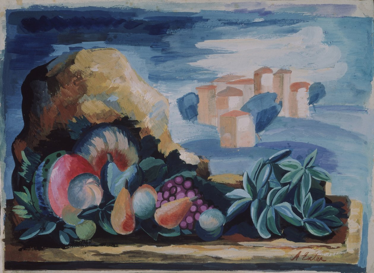 Csendélet tájjal, 1930-as évek alkotó: Alexandra Alexandrowna Exter