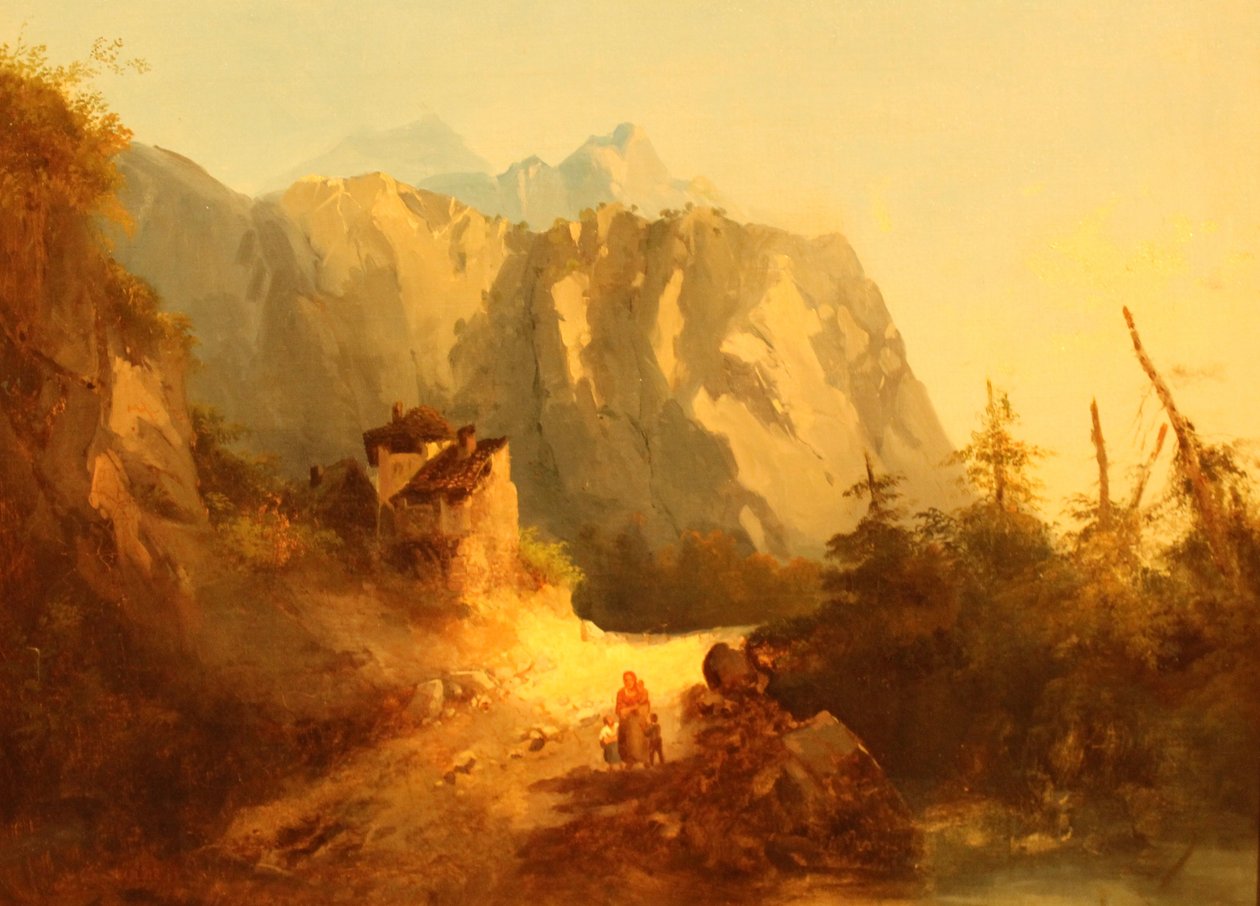 Alpesi hegyi jelenet alkotó: Alexandre Calame