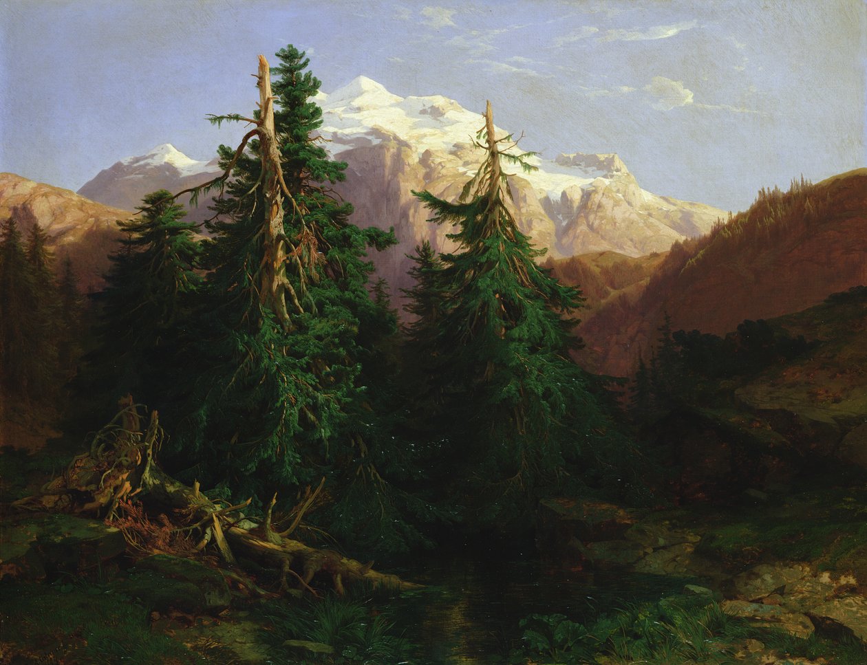 Gleccser, Rosen Lanigletscher, 1854 alkotó: Alexandre Calame