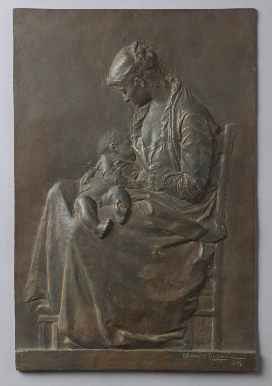 Anya és gyermeke, 1892 (bronz) alkotó: Alexandre Charpentier