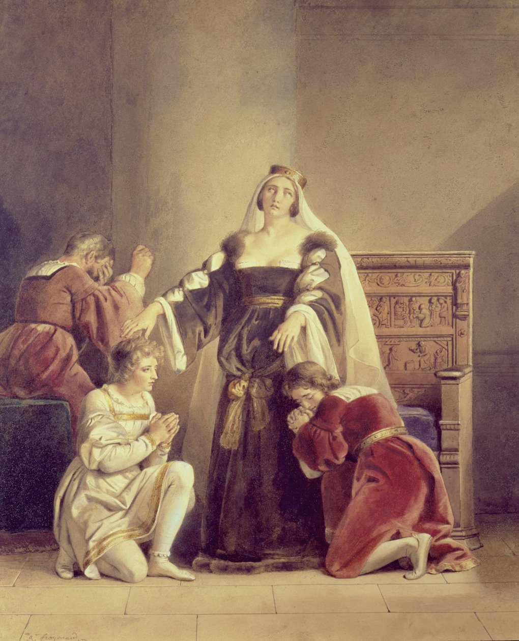 Erzsébet királynő búcsúzik fiaitól, 19. század alkotó: Alexandre Evariste Fragonard