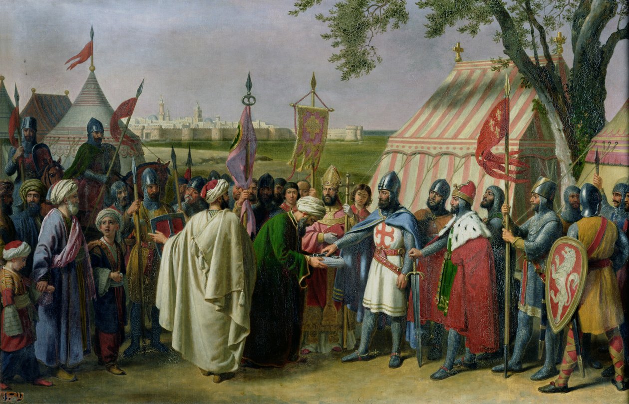 Tripoli grófja, aki elfogadta Tírusz városának feladását 1124-ben, 1840-ben alkotó: Alexandre Francois Caminade
