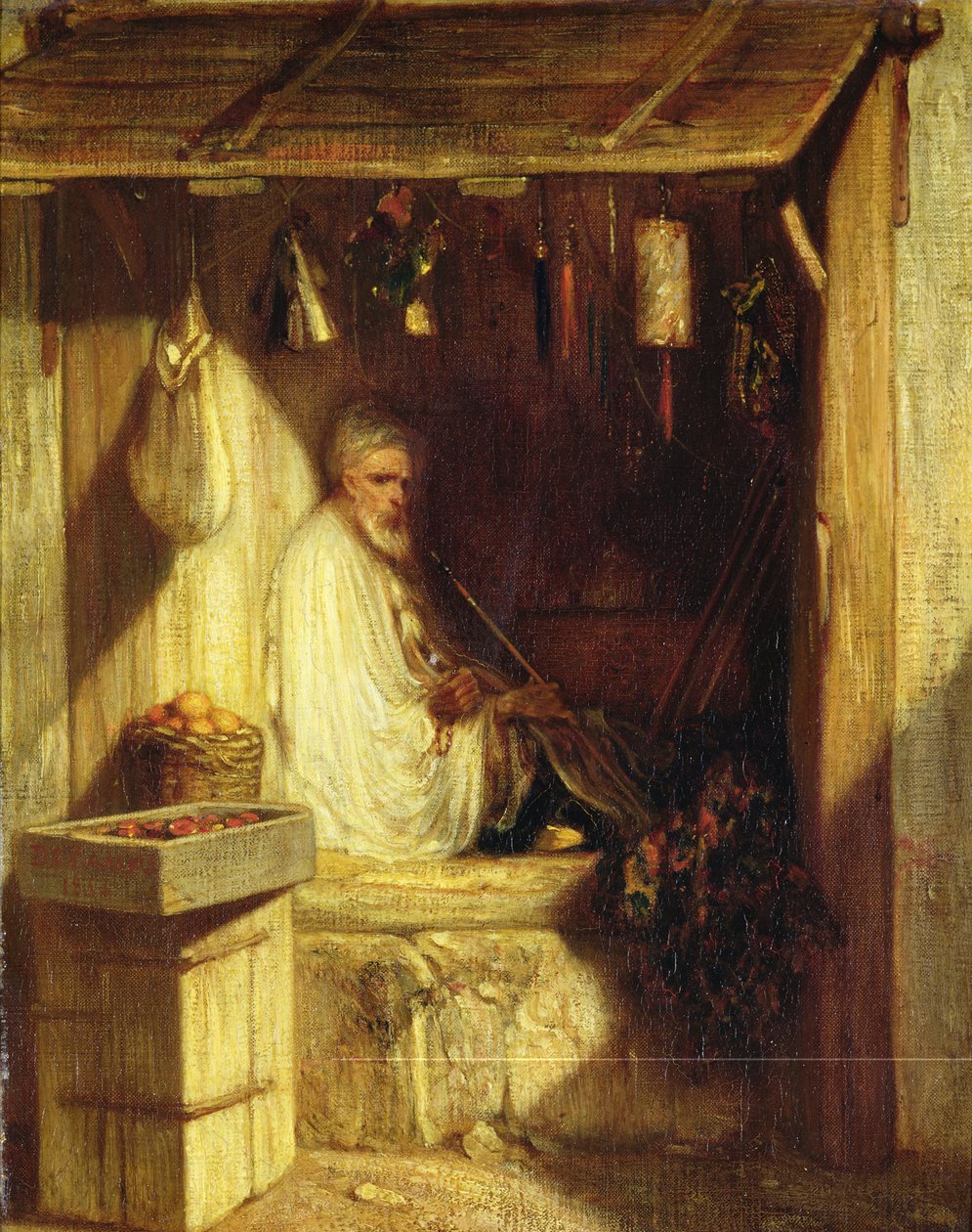 Török kereskedő dohányzik a boltjában, 1844 alkotó: Alexandre Gabriel Decamps