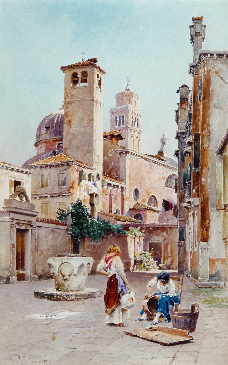 Egy Piazza Velencében, 1901 (wc papíron) alkotó: Alexandre Nicolaievitch Roussoff