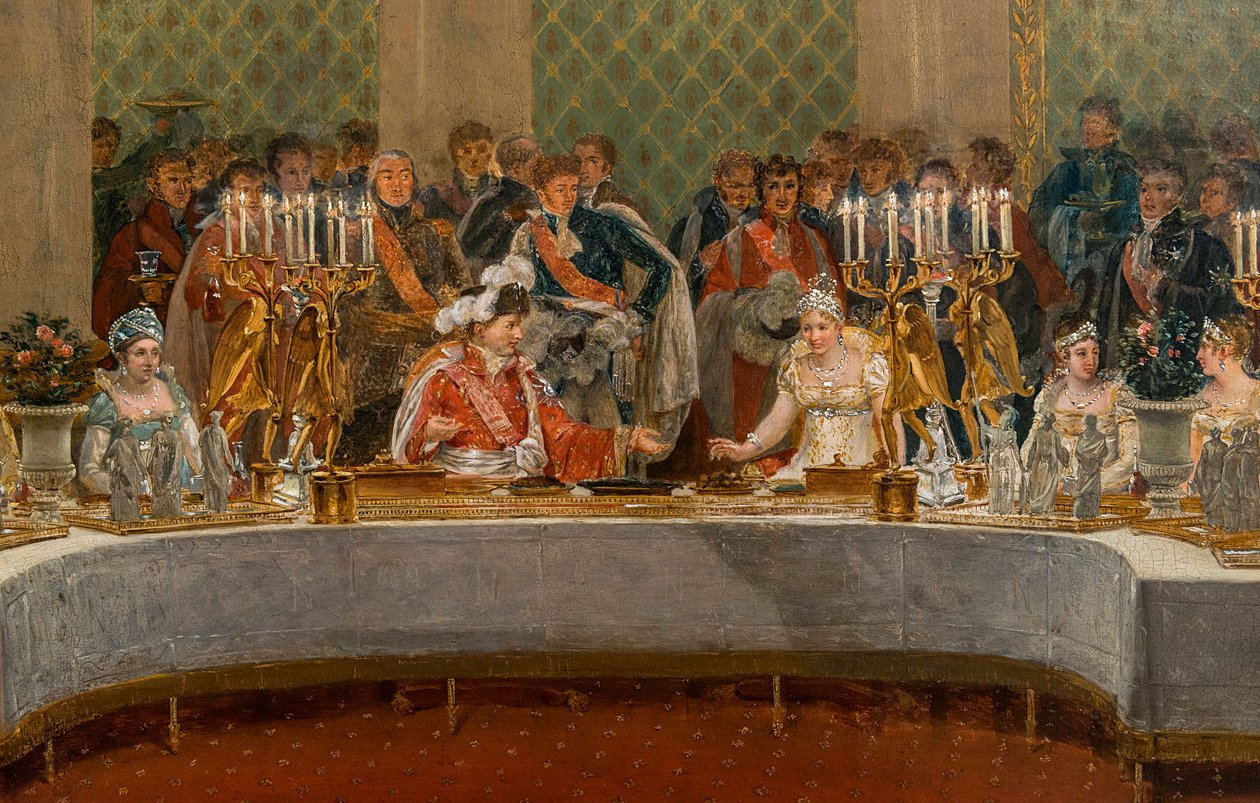 Bonaparte Napóleon (1769-1821) és Marie-Louise de Habsburg-Lotaringia (1791-1847) lakoma 1810 - Részlet: I. Napóleon és Marie-Louise esküvőjének ünnepe a Palais des színházában Tuileries, április 2 alkotó: Alexandre Dufay