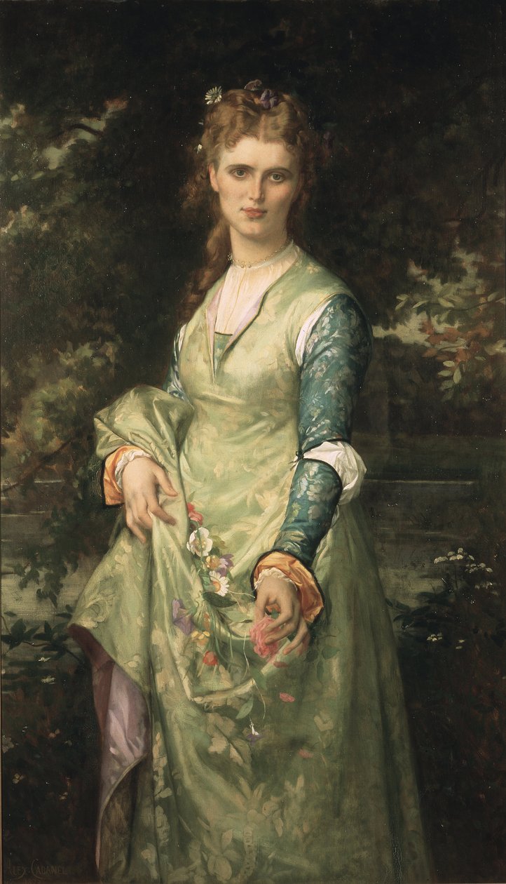 Christina Nilsson en Ophelie - Christina Nilsson (1843-1921) Opheliaként, Cabanel, Alexandre (1823-1889). Olajfestmény alkotó: Alexandre Cabanel