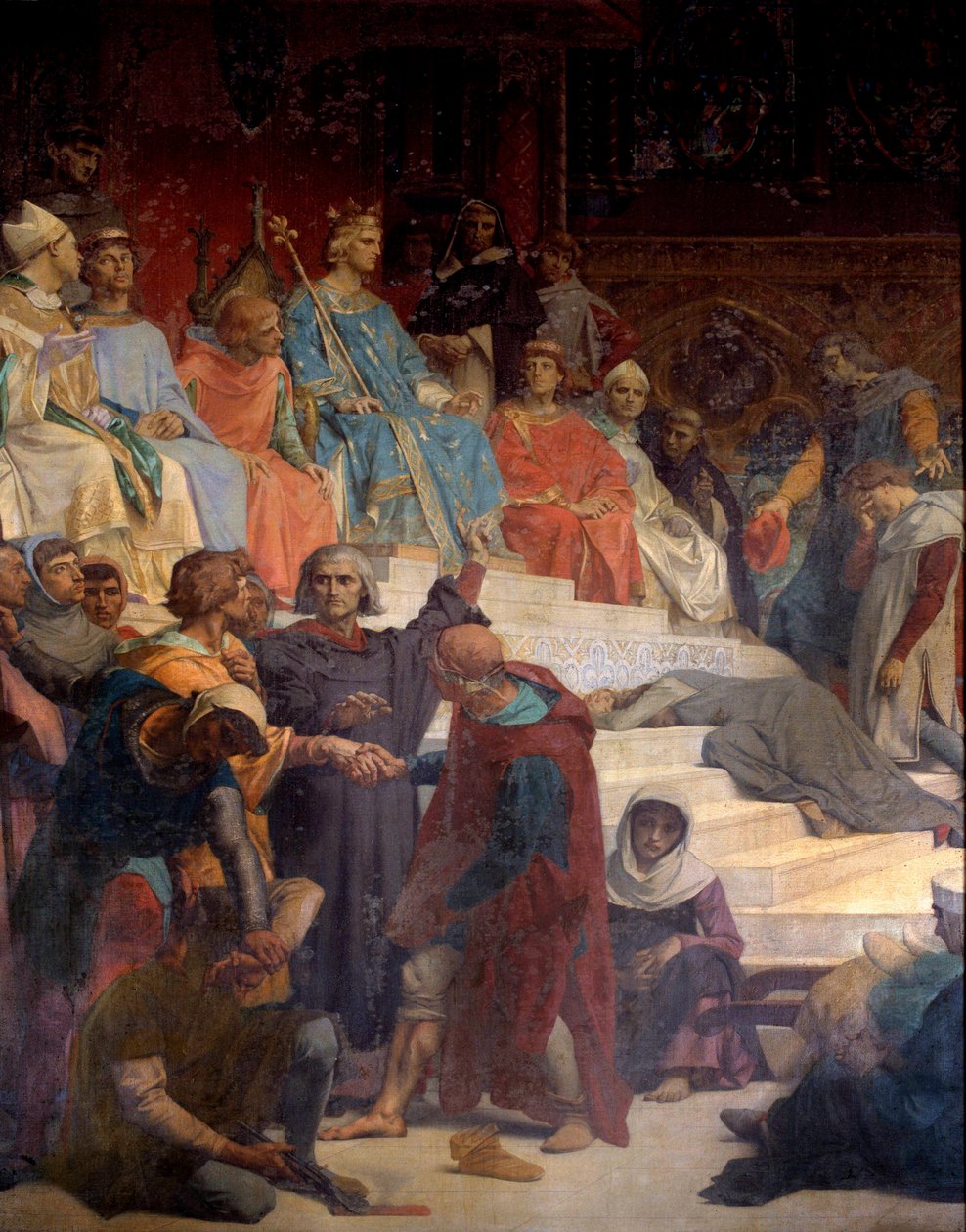 IX. Lajos király (Szent Lajos) (1214-1270) igazságot szolgáltat Alexandre Cabanel (1823-1889) festménye 19. századi Párizs, Pantheon alkotó: Alexandre Cabanel
