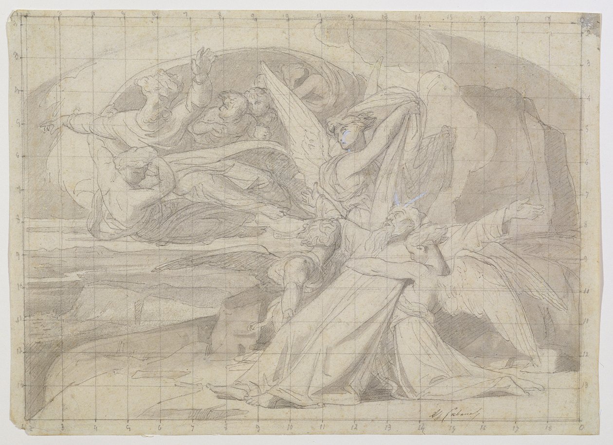 Tanulmány Mózes halálához, 1851 (toll és tinta, mosószer, ceruza és gouache papíron) (lásd: 225068) alkotó: Alexandre Cabanel