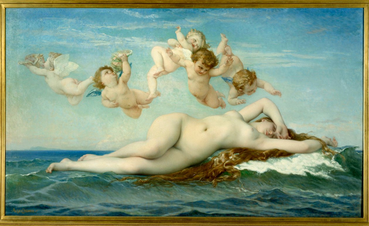Alexandre Cabanel (1823-1889) Vénusz születése festménye 1863 V. 1,3x2,25 m Párizs, Muse d