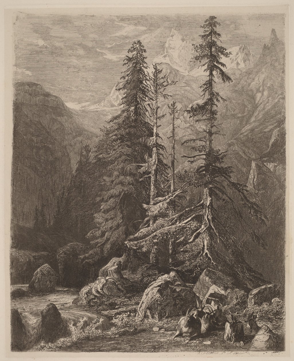 Alexandre Calame rézkarc-kísérletei, I., 21. táblázat alkotó: Alexandre Calame