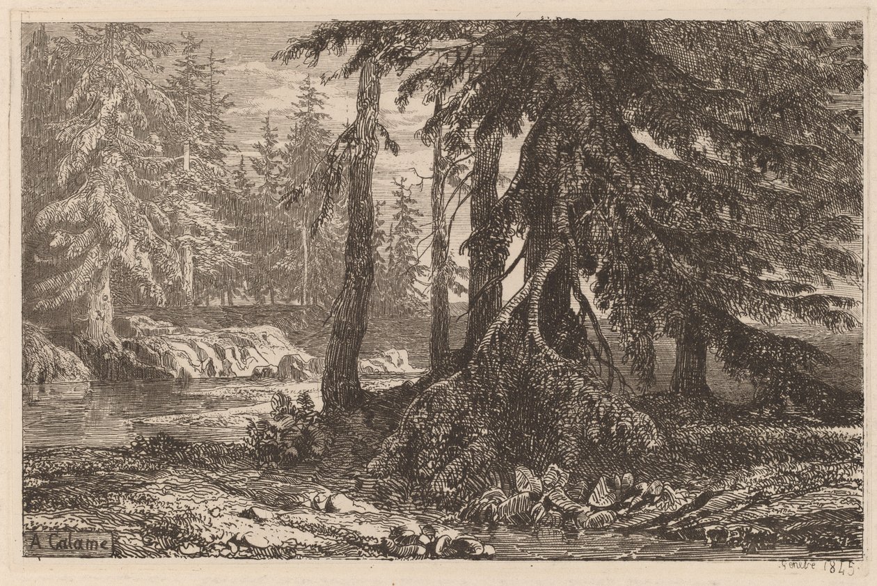 Alexandre Calame rézkarcpróbái, III, pl. 16 alkotó: Alexandre Calame