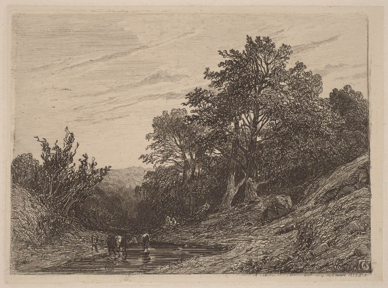Csorda a patakban alkotó: Alexandre Calame