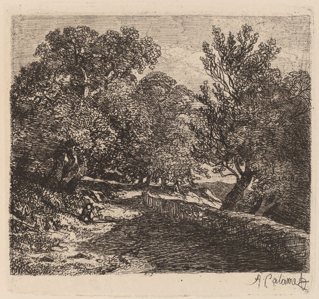 Ember pihen a kőfal mellett alkotó: Alexandre Calame